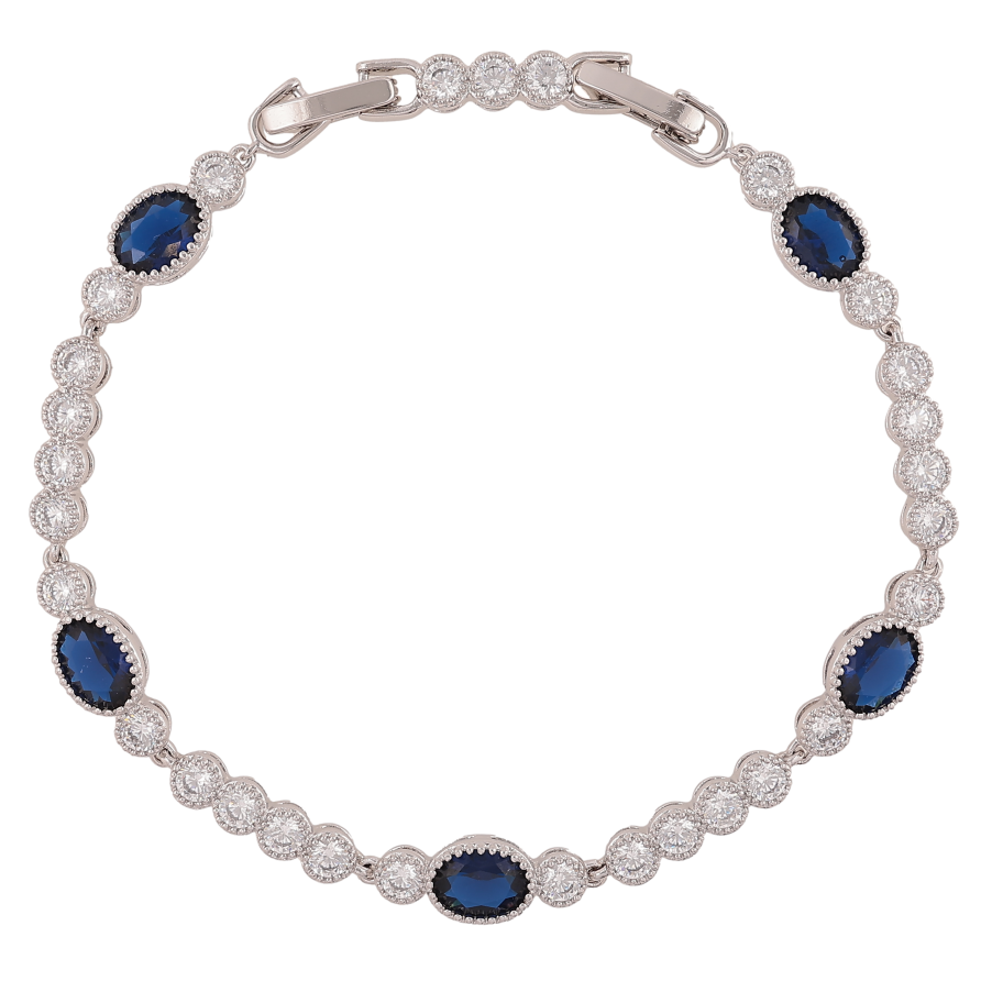 Браслет Xuping колір Родій "Візерунок з синіми кристалами" довжина з доп.замком 17.5,19.5см х 4-6мм фото №1 Браслет Xuping колір Родій "Візерунок з синіми кристалами" довжина з доп.замком 17.5,19.5см х 4-6мм фото №1