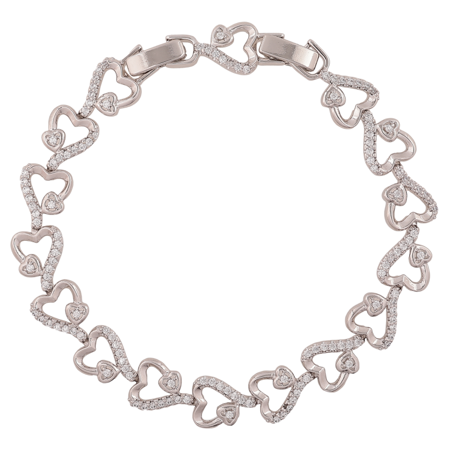 Браслет Xuping колір Родій "Візерунок серця з кристалами" довжина з доп.замком 17,19см х 9мм фото №1 Браслет Xuping колір Родій "Візерунок серця з кристалами" довжина з доп.замком 17,19см х 9мм фото №1
