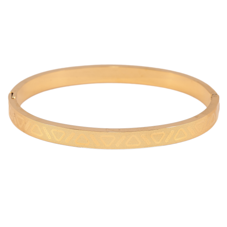 Браслет гнучкий Xuping ТТМ Stainless Steel колір 14К "Декоративний візерунок ø 6см х 6мм фото №8