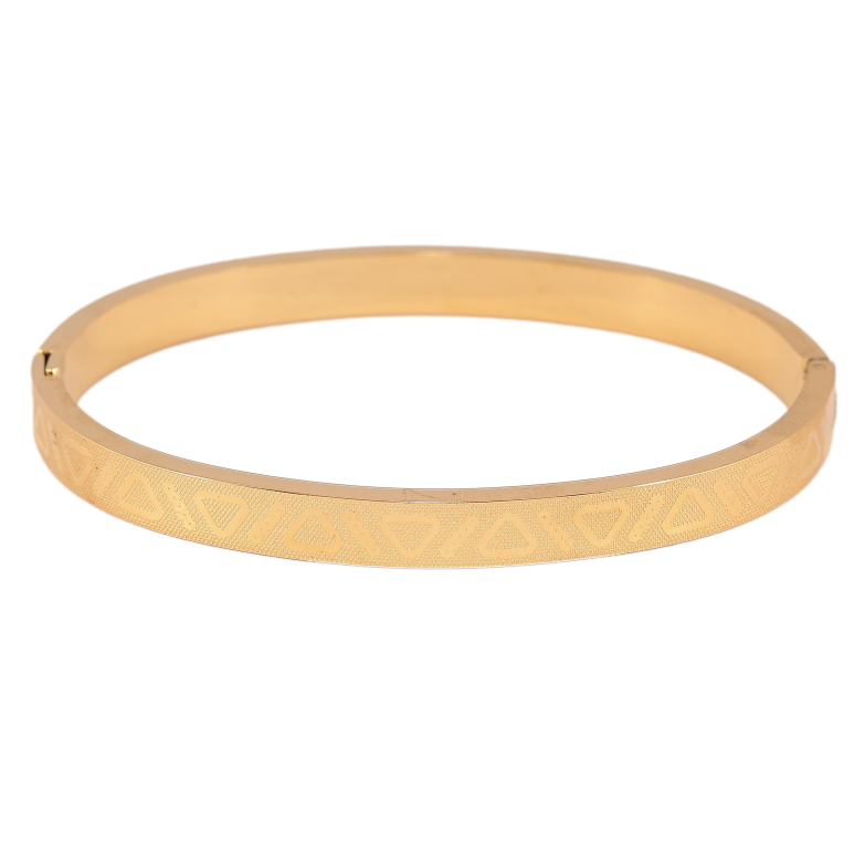 Браслет гнучкий Xuping ТТМ Stainless Steel колір 14К "Декоративний візерунок ø 6см х 6мм фото №1