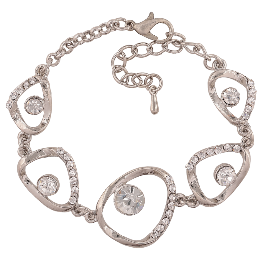 Браслет "Візерунок зі стразами" розмір з доп. ланцюжком 16-20см х 12-22мм фото №1