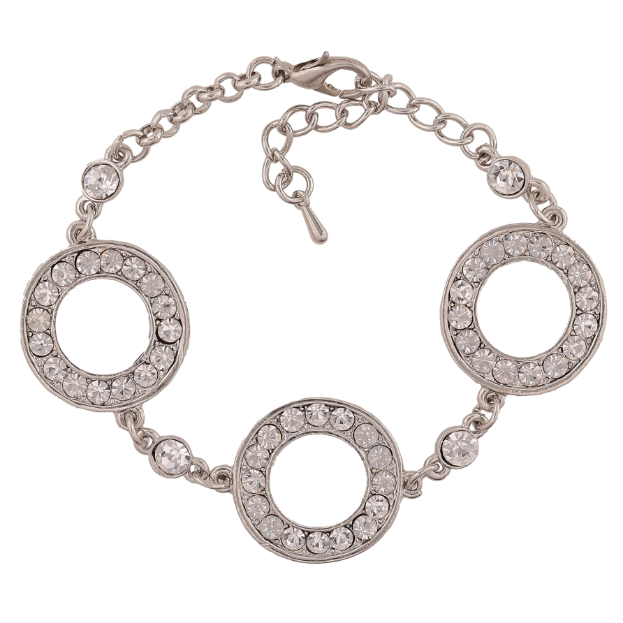 Браслет "Кільця зі стразами" розмір з доп. ланцюжком 16-20см х 5-21мм фото №1