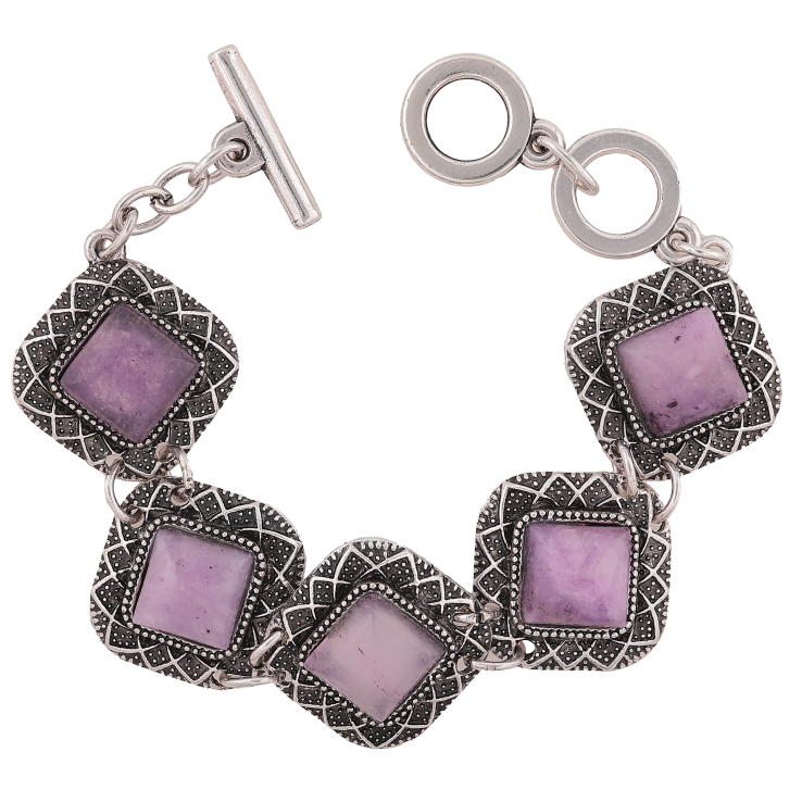 Браслет "Імітація чорненого срібла з бузковими кристалами" розмір 18см х 26мм фото №10