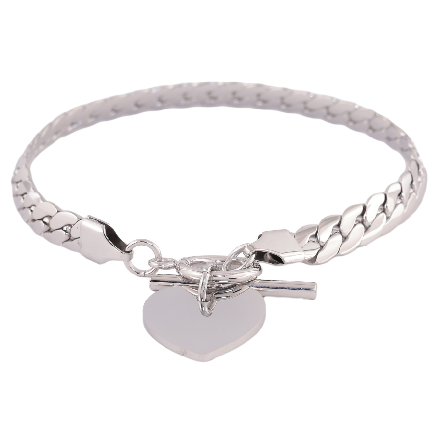 Браслет Нержавіюча сталь "Ланцюжок з підвіскою серце" розмір 20см х 7мм фото №1