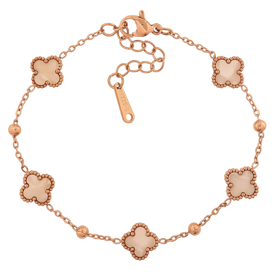 Браслет Нержавіюча сталь "Ланцюжок з перламутровою конюшиною" розмір з доп.ланцюжком 17-20.5см х 1-9мм фото №1 Браслет Нержавіюча сталь "Ланцюжок з перламутровою конюшиною" розмір з доп.ланцюжком 17-20.5см х 1-9мм фото №1