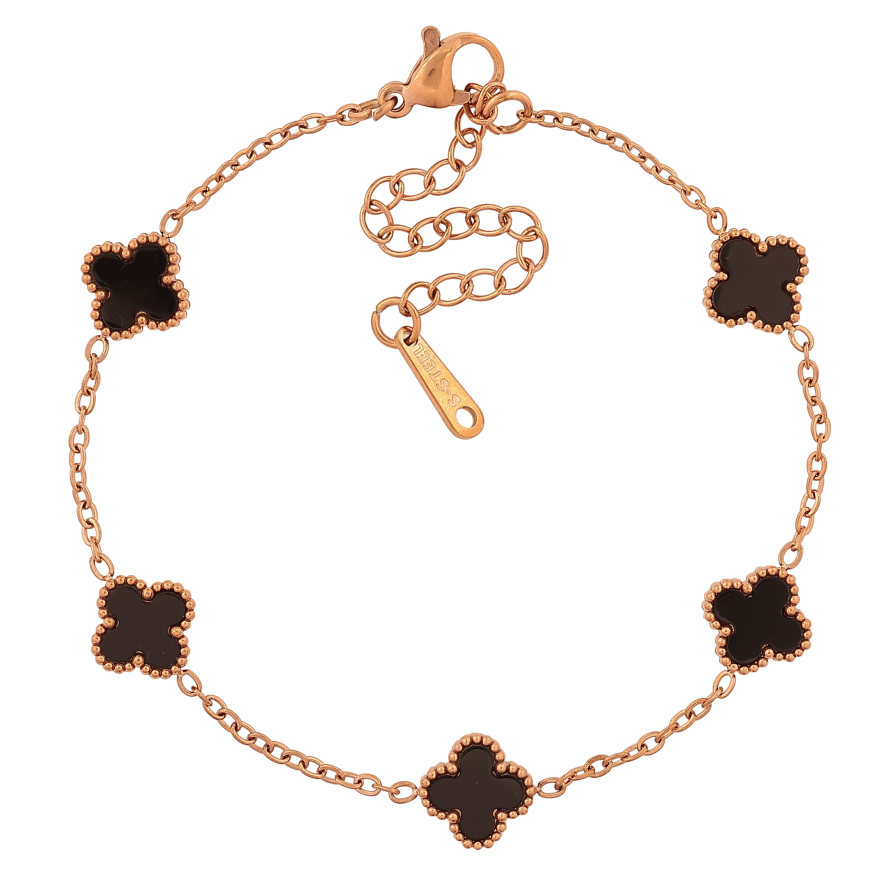 Браслет Нержавіюча сталь "Ланцюжок з двосторонньою конюшиною" розмір з доп.ланцюжком 17.5-22.5см х 1.5-9мм фото №1