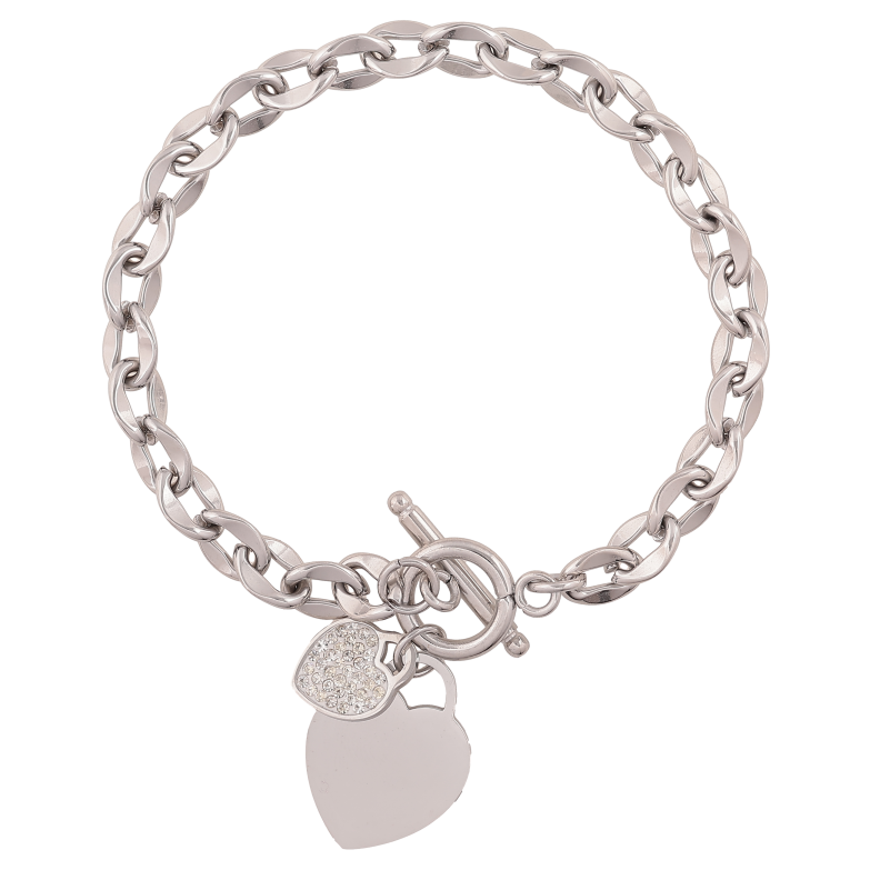 Браслет Нержавіюча сталь "Ланцюжок з підвісками серця" розмір 19.5см х 6мм фото №1