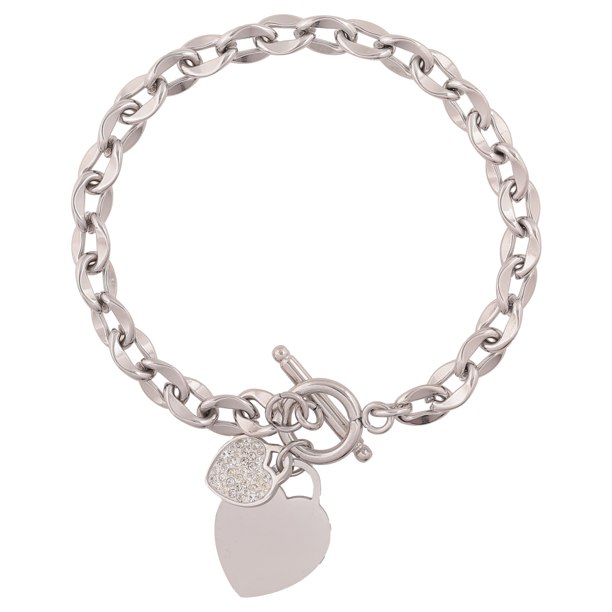 Браслет Нержавіюча сталь "Ланцюжок з підвісками серця" розмір 19.5см х 6мм фото №1