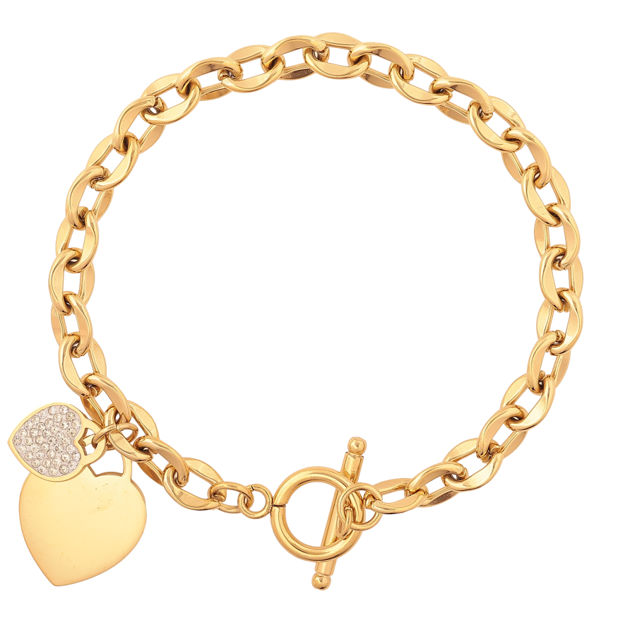 Браслет Нержавіюча сталь "Ланцюжок з підвісками серця" розмір 19.5см х 6мм фото №1