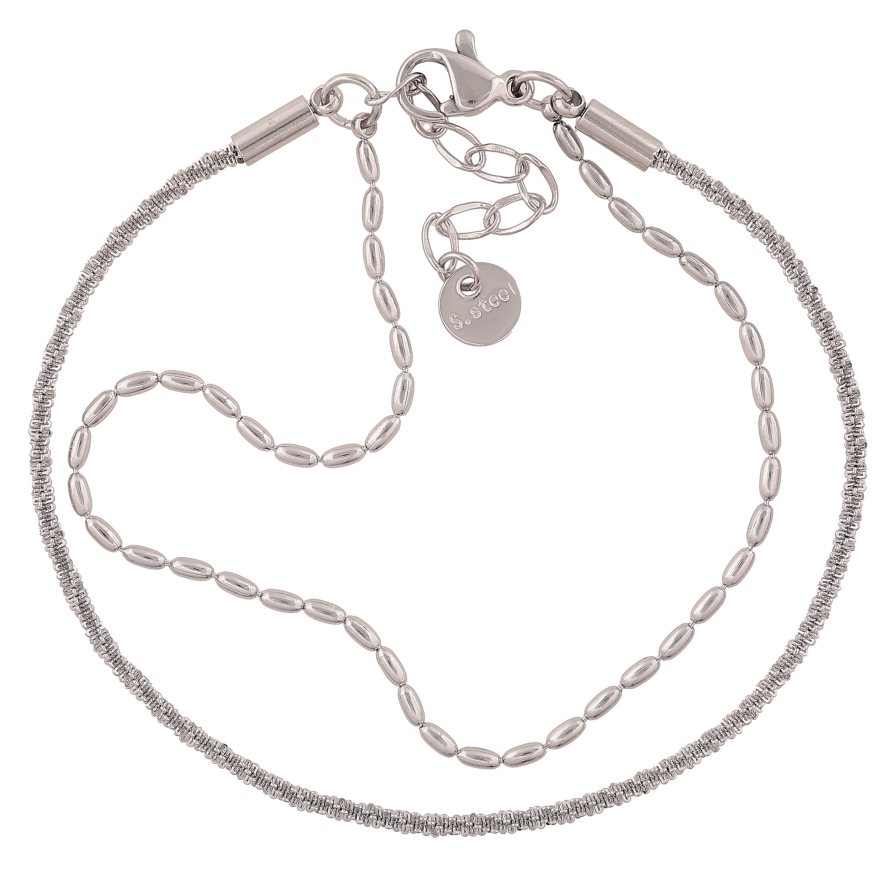 Браслет Нержавіюча сталь "Подвійний ланцюжок" розмір з дод. ланцюжком 21-26см х 3мм фото №1