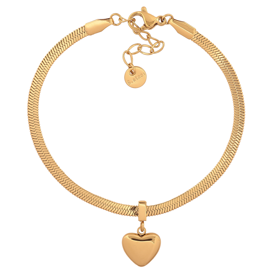 Браслет Нержавіюча сталь "Ланцюжок з підвіскою серце" розмір з доп.ланцюжком 17-20см х 3мм фото №1