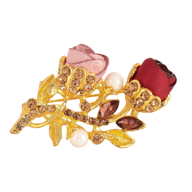 Брошка "Рожева і червона квіточка" фото №5