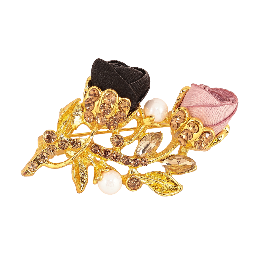 Брошка "Чорна та рожева квіточки" фото №1