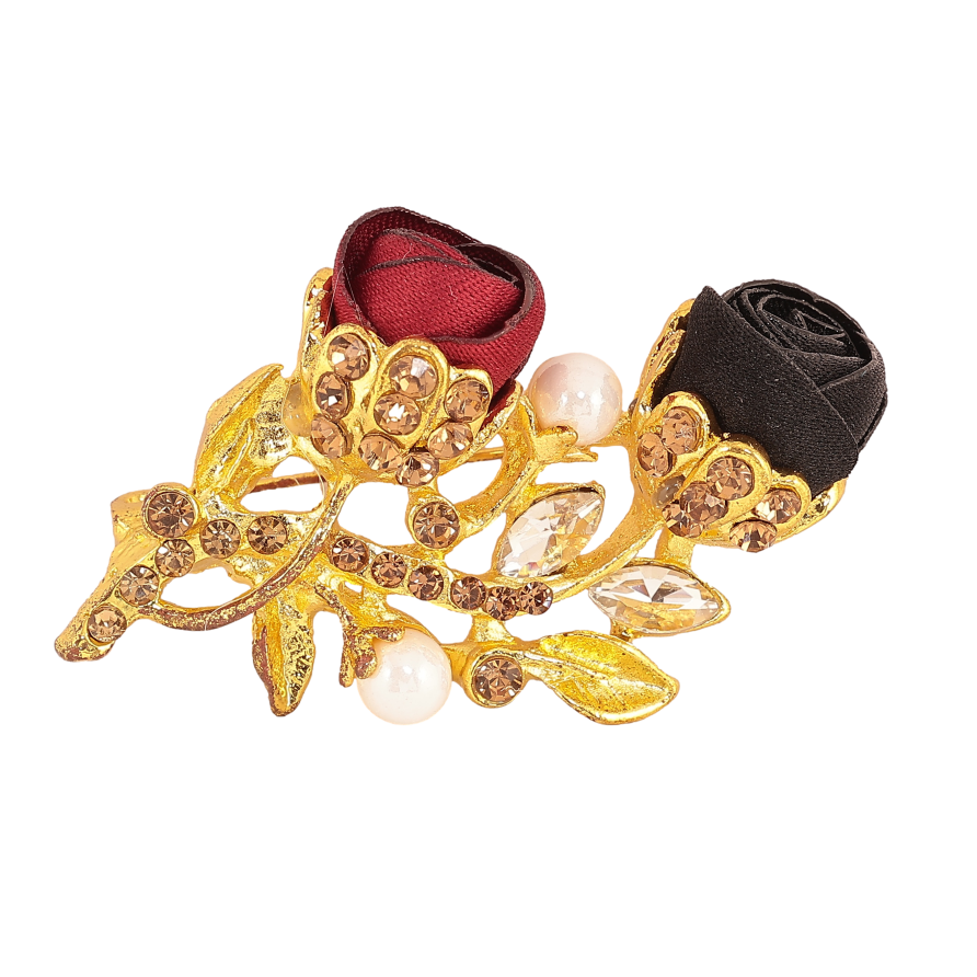 Брошь "Красный и черный цветочки" фото №1