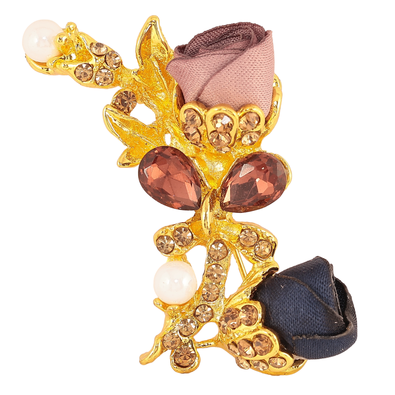 Брошь "Бежевый и синий цветочки" фото №1 Брошь "Бежевый и синий цветочки" фото №1