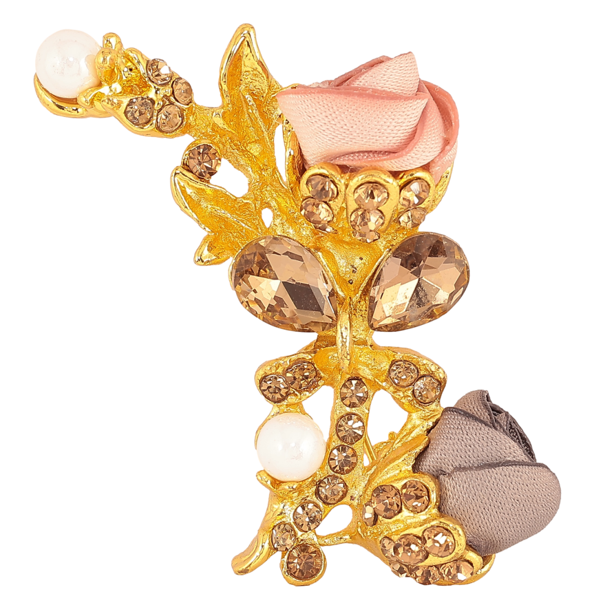 Брошка "Рожева і сіра квіточки" фото №1
