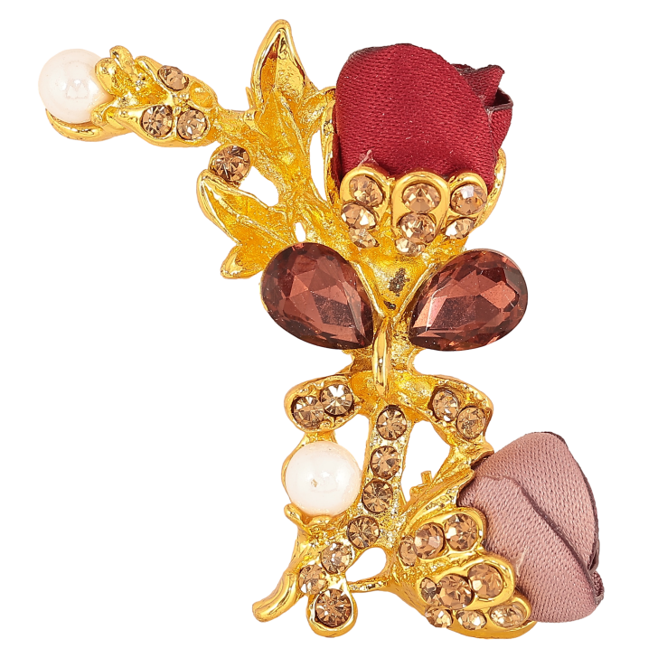 Брошка "Бежева та червона квіточки" фото №6 Брошка "Бежева та червона квіточки" фото №6