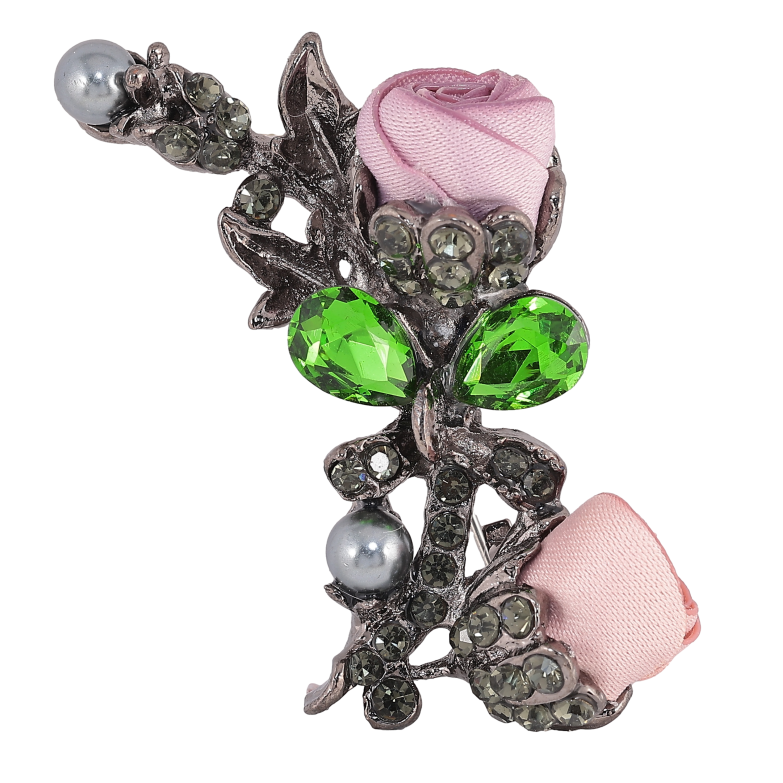 Брошь "Бежевый и розовый цветочки" фото №5