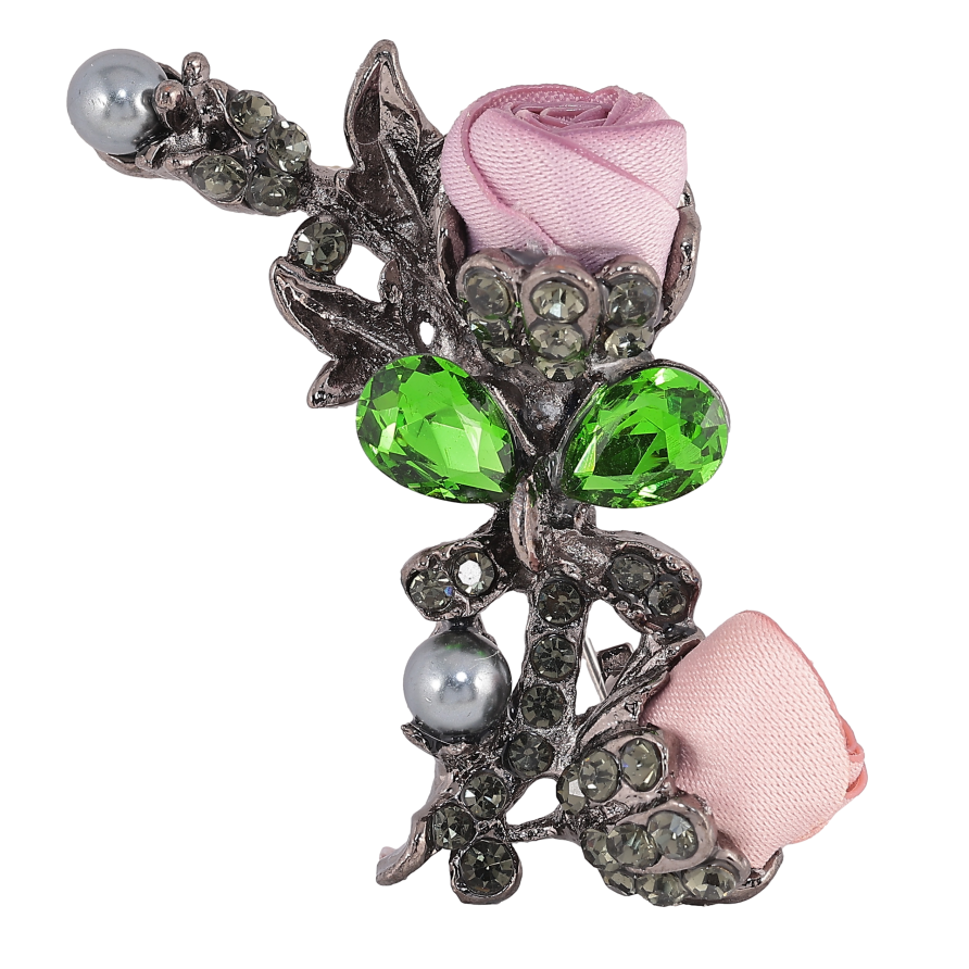 Брошка "Бежева та рожева квіточки" фото №1