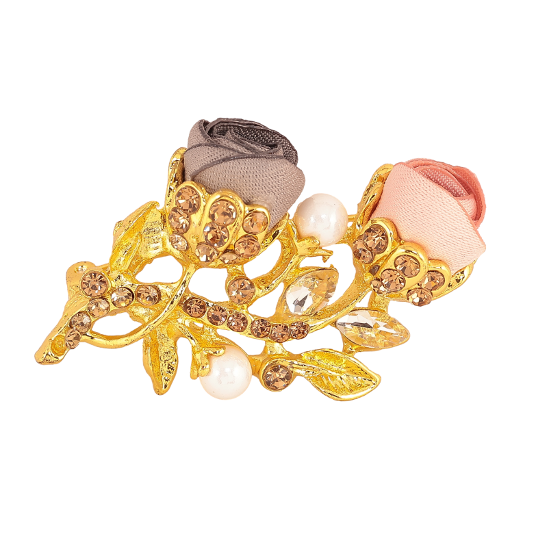 Брошка "Бежева та рожева квіточки" фото №2 Брошка "Бежева та рожева квіточки" фото №2