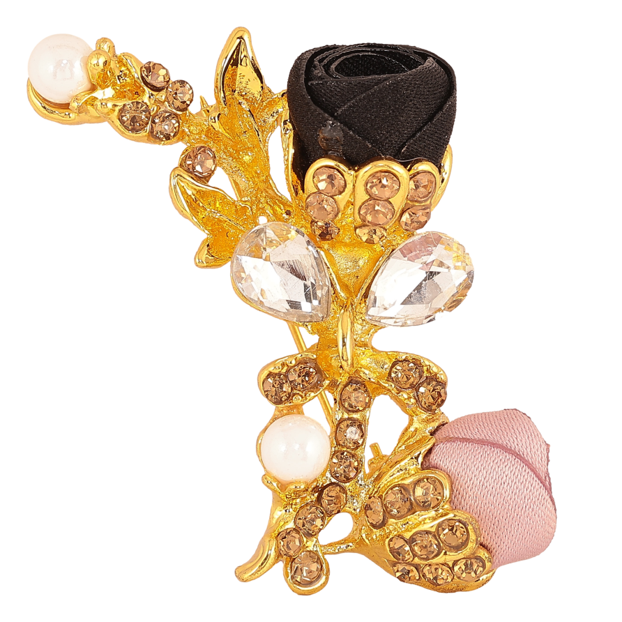 Брошка "Чорна і рожева квіточки" фото №1 Брошка "Чорна і рожева квіточки" фото №1