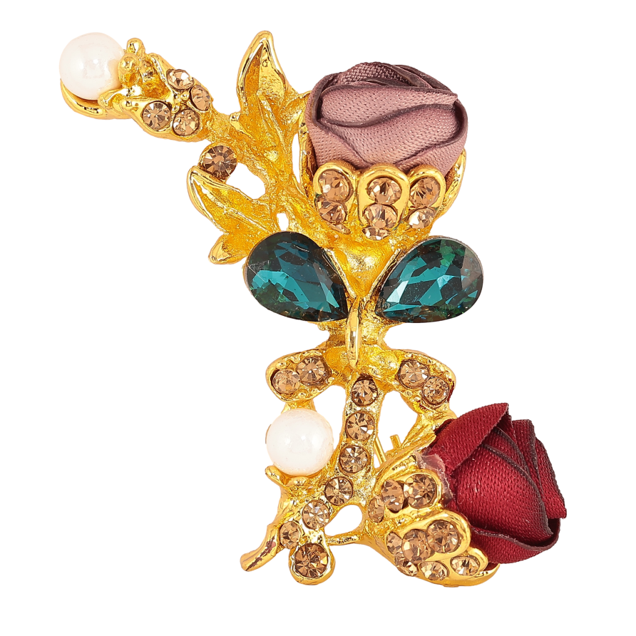 Брошка "Червона та бежева квіточки" фото №1 Брошка "Червона та бежева квіточки" фото №1