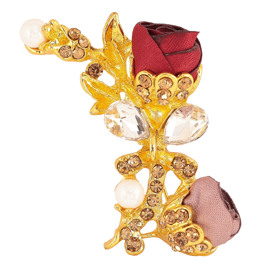 Брошка "Червона та бежева квіточки" фото №1 Брошка "Червона та бежева квіточки" фото №1
