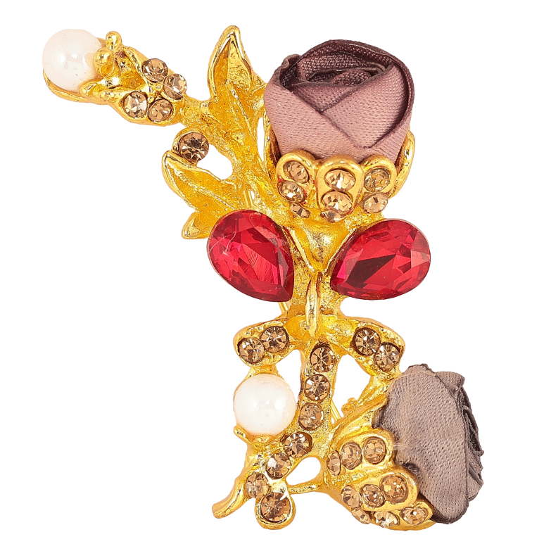 Брошка "Бежева та сіра квіточки" фото №1