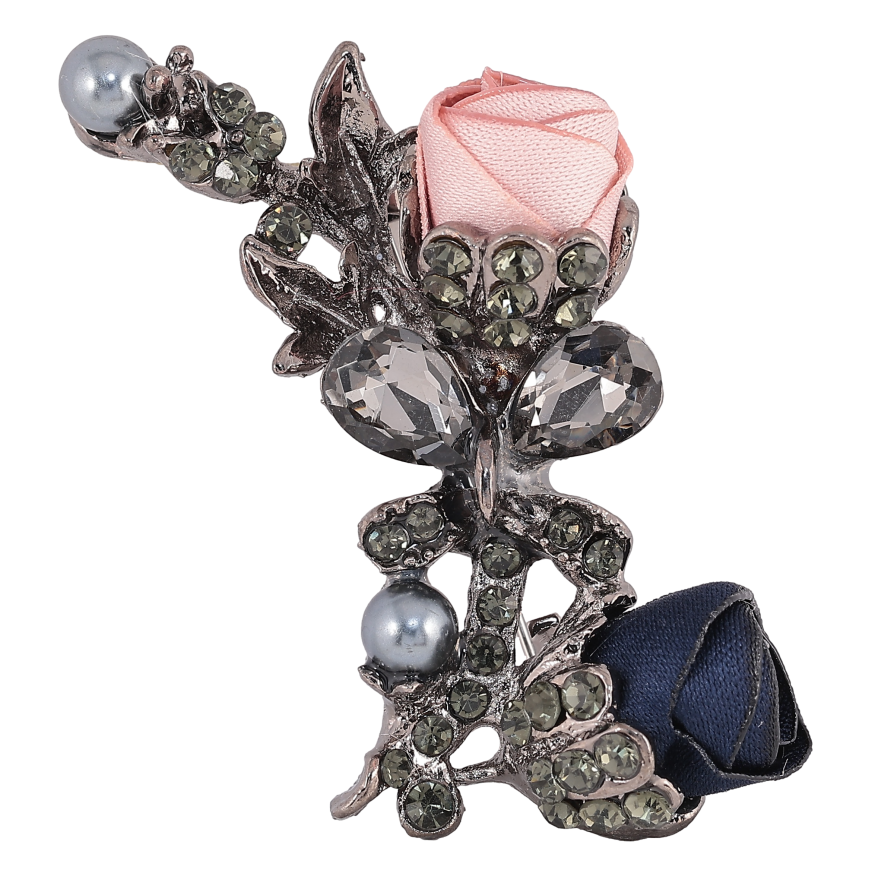 Брошь "Синий и розовый цветочки" фото №1