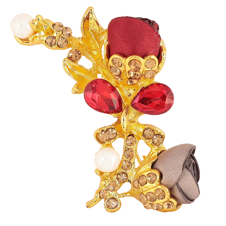 Брошка "Червона та бежева квіточки" фото №1 Брошка "Червона та бежева квіточки" фото №1