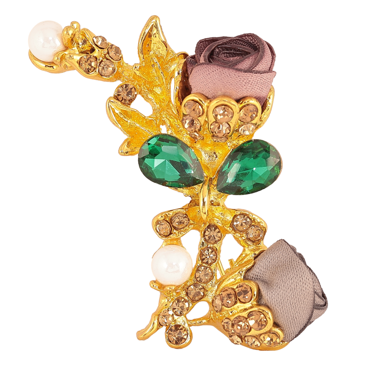 Брошка "Бежева та сіра квіточки" фото №1 Брошка "Бежева та сіра квіточки" фото №1