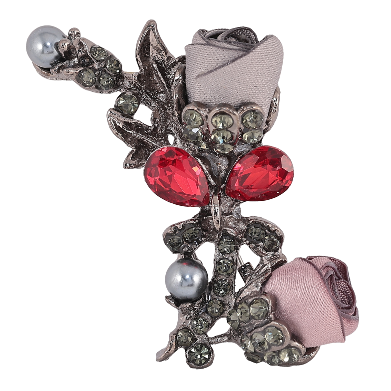 Брошка "Сіра і бежева квіточки" фото №1