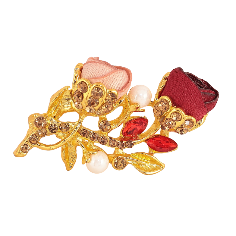 Брошка "Рожева та червона квіточки" фото №1 Брошка "Рожева та червона квіточки" фото №1