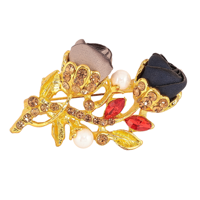 Брошка "Бежева та синя квіточки" фото №1 Брошка "Бежева та синя квіточки" фото №1