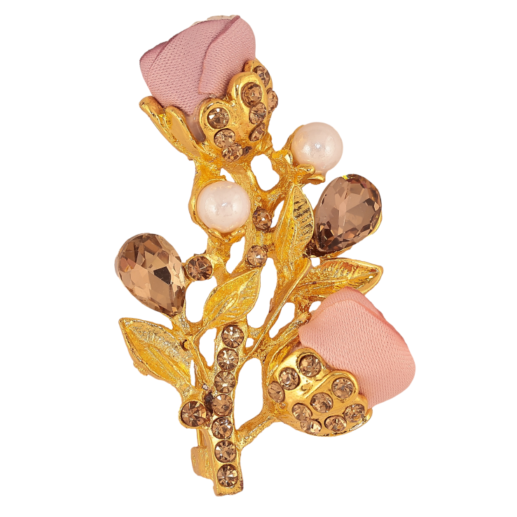 Брошка "Гілочка з рожевими квіточками, стразами та перлинами" фото №7 Брошка "Гілочка з рожевими квіточками, стразами та перлинами" фото №7