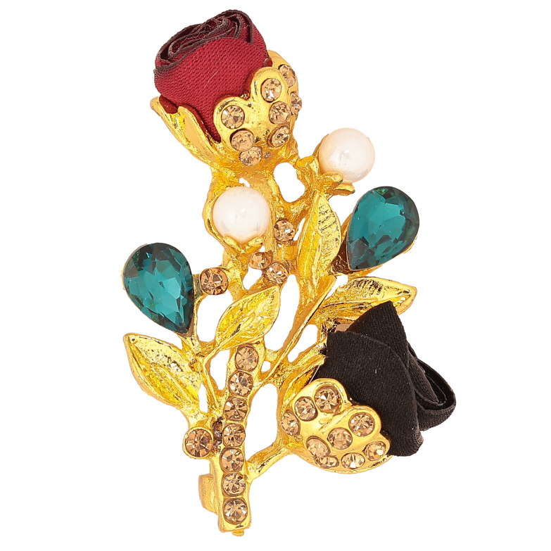 Брошка "Гілочка з червоно-чорними квіточками, стразами та перлинами" фото №1 Брошка "Гілочка з червоно-чорними квіточками, стразами та перлинами" фото №1