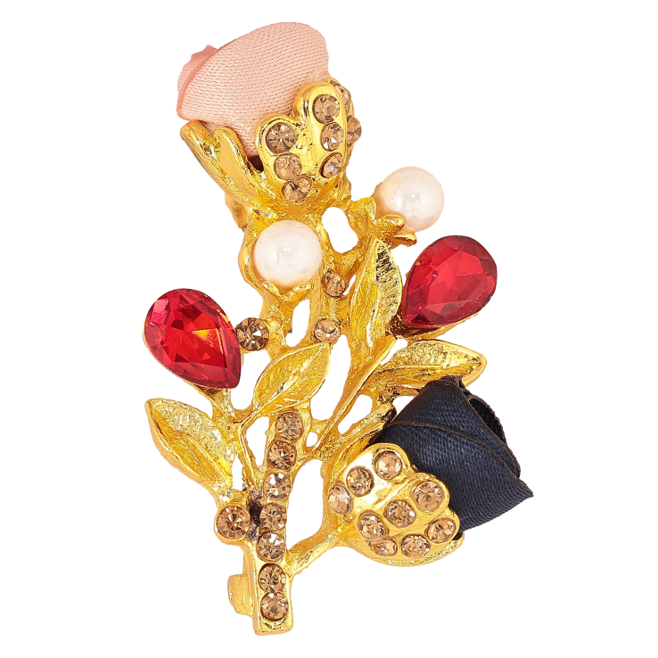 Брошка "Гілочка з рожево-синіми квіточками, стразами та перлинами" фото №3 Брошка "Гілочка з рожево-синіми квіточками, стразами та перлинами" фото №3