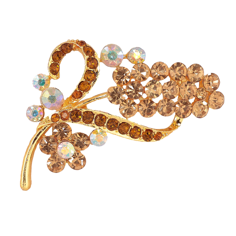 Брошка "Гілочка з золотистими стразами" фото №2