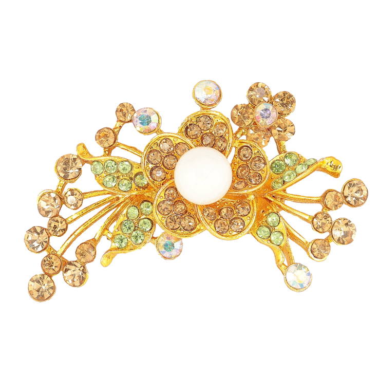 Брошка "Квіткова композиція із золотаво-зеленими стразами" фото №12 Брошка "Квіткова композиція із золотаво-зеленими стразами" фото №12