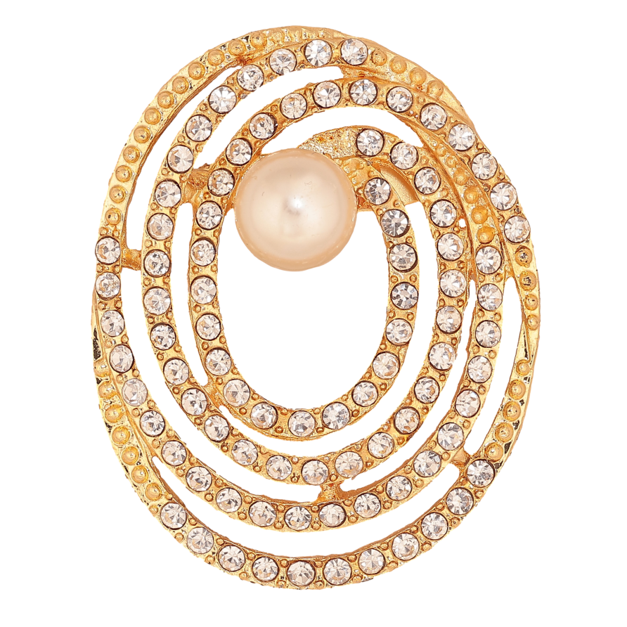 Брошка "Овал зі стразами та перлиною" фото №1