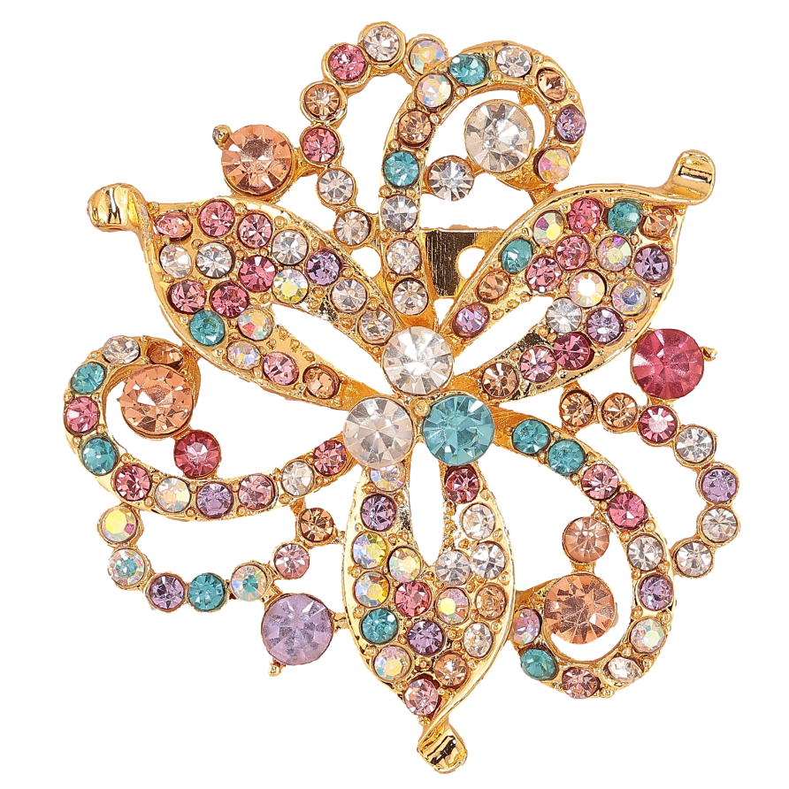 Брошка "Квітка з різнокольоровими стразами" фото №1 Брошка "Квітка з різнокольоровими стразами" фото №1