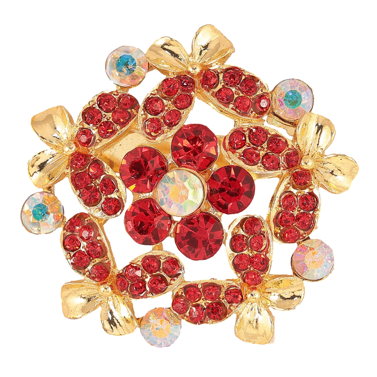 Брошка "Квітка з червоними стразами" фото №6 Брошка "Квітка з червоними стразами" фото №6