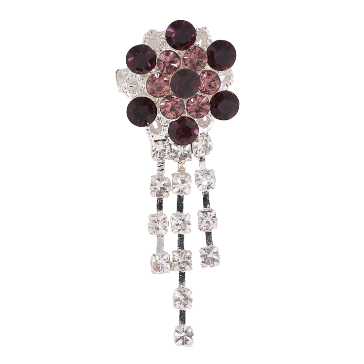 Брошка "Квітка з бордовими стразами" фото №22