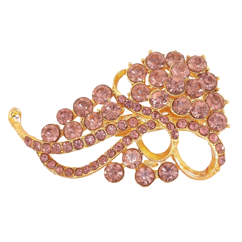 Брошка "Візерунок з бордовими стразами" фото №3