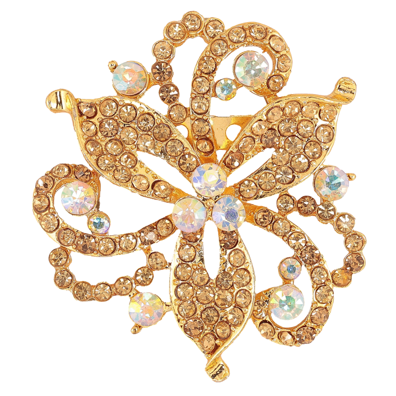 Брошь "Цветок с золотистыми стразами" фото №2 Брошь "Цветок с золотистыми стразами" фото №2