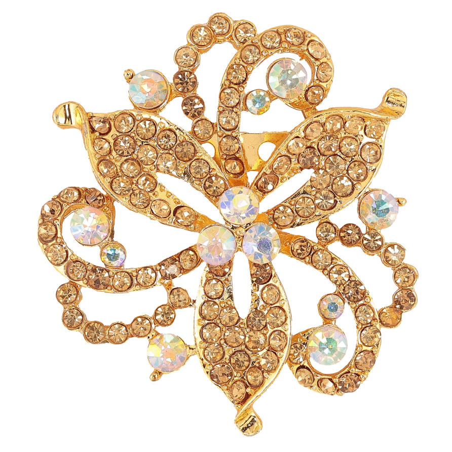 Брошка "Квітка з золотистими стразами" фото №1 Брошка "Квітка з золотистими стразами" фото №1