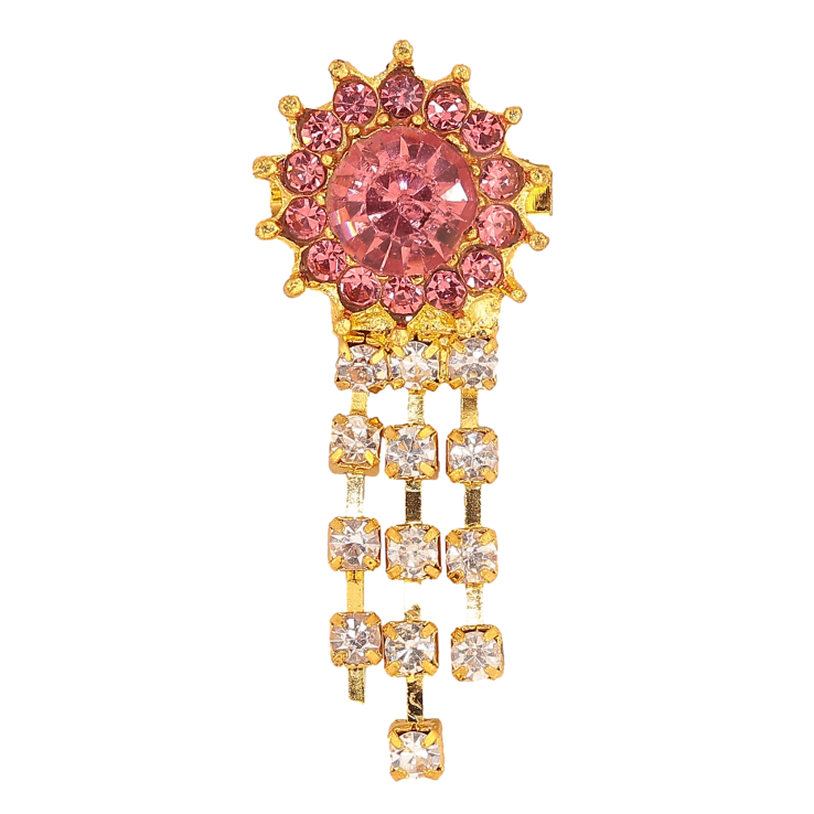 Брошка "Квітка з рожевими стразами та підвісками" фото №16 Брошка "Квітка з рожевими стразами та підвісками" фото №16