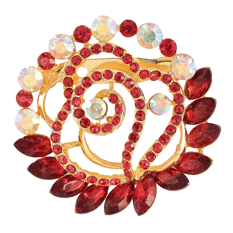Брошка "Квітка з червоними стразами" фото №1 Брошка "Квітка з червоними стразами" фото №1
