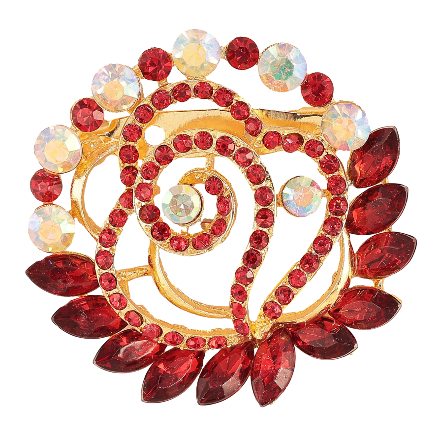 Брошь "Цветок с красными стразами" фото №1 Брошь "Цветок с красными стразами" фото №1