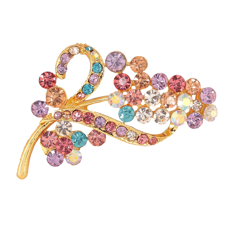 Брошка "Гілочка з різнокольоровими стразами" фото №17 Брошка "Гілочка з різнокольоровими стразами" фото №17